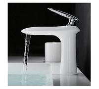 GGYTMQL Bagno Bianco e Oro Caldo e Freddo a Leva Singola lavandino del lavandino tapici del Rubinetto lavabo (Chrome Long)
