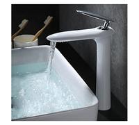GGYTMQL Bagno Bianco e Oro Caldo e Freddo a Leva Singola lavandino del lavandino tapici del Rubinetto lavabo (Chrome Long)
