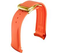 GGYTMQL Banda da orologio in gomma curva da 20 mm 2 mm per cinghie di orologio Seamaster Omega con braccialetti di lusso a fibbia pieghevole in silicone