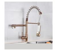 GGYTMQL Blackend Spring Kitchen Doucet tira fuori spruzzatore laterale a doppio beccuccio a manico singolo mixer rubinetto rubinetto 360 rubinetti da cucina rotazione (oro rosa)