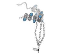 GGYTMQL Bracciale a catena manuale Boho con accenti turchesi Design etnico vintage Bracciale ad anello di dito regolabile Bracciale unica a mano per la stratificazione e lo styling