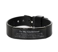 GGYTMQL Bracciale a maglie di squalo nero per la fidanzata - Un segno di amore e supporto per il suo compleanno, Natale e laurea - Regali di fiducia e ispirazione incisi