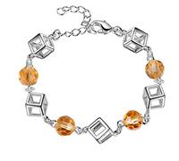 GGYTMQL Bracciale al fascino 925 Bracciale per donne Bracciale cristallo quadrato di cristallo giallo 20 cm