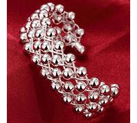 GGYTMQL Bracciale aperto 925 a cuore rotondo per braccialetti di polsino da donna