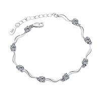 GGYTMQL Bracciale Bracciale Regolablesterling d'argento, braccialetto in argento sterling per donne, donne 925 bracciale in argento sterling con bracciale in cristallo mosaico squisito squisiti