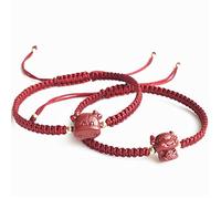GGYTMQL Bracciale di cinnabar naturale Feng Shui Shui Bracciale Cinnabar Healing Crystal Amulet per l'anno di Ox 2021 Strong Energy Against the Evil Crystal Bracele per la prosperità Successo Moneta,