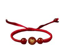 GGYTMQL Bracciale di Gemma Naturale, Agata Rossa Animali Zodiaci Lucky Charm Spiritual Talisman Talismano sconfitta Bracciale Intrecciata Intrecciata per Gli Spiriti malvagi per la prosperità di
