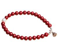 GGYTMQL Bracciale di Gemma Naturale, Bracciale Lucky Lotus Charmnatural Cinnabar Cinnabar Fresh Acqua Dolce Bracciale Rosso S925 Amulet Attuale ATTRUZIONE ATTENZIONE PROPRITÀ Luck