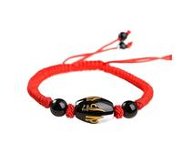 GGYTMQL Bracciale di Gemma Naturale, Braccialetto a Corda Intrecciata Naturale Fortunato Mantra a Sei Caratteri Mantra Charm Brace Bracelet Amulet Attrarre la Fortuna della prosperità, Rosso