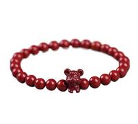 GGYTMQL Bracciale di Gemma Naturale, Cristallino Alti Livelli Naturali di Cinnabar Lucky Zodiac Animals Bilancia Bilancia del Braccialetto Rosso L'amuleto attira la prosperità per la prosperità,