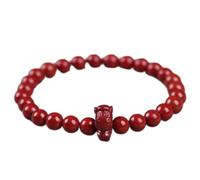 GGYTMQL Bracciale di Gemma Naturale, Cristallino Alti Livelli Naturali di Cinnabar Lucky Zodiac Animals Bilancia Bilancia del Braccialetto Rosso L'amuleto attira la prosperità per la prosperità,