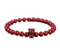 GGYTMQL Bracciale di Gemma Naturale, Cristallino Alti Livelli Naturali di Cinnabar Lucky Zodiac Animals Bilancia Bilancia del Braccialetto Rosso L'amuleto attira la prosperità per la prosperità,