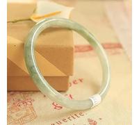 GGYTMQL Bracciale di Giada di qualità Naturale, Braccialetto Giada Verde Chiaro, Sottile Braccialetto di Giada a Barra Rotonda, Porta buona Fortuna, con Una Scatola di Gioielli, 54-64 mm, OneColor-54