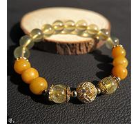 GGYTMQL Bracciale fascino Bracciale Feng Shui Crystal Bracciale Naturale Gold Naturale Rutilato Quarzo Citrino Topaz Porthat Charm Bracciale Vacazioni Amuleto Attrarre denaro per la prosperità Luck
