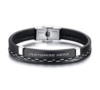 GGYTMQL Bracciale Femminile in Acciaio Nero, Moda retrò, Braccialetto a Corda Intrecciata a più Livelli con Lettere Inglesi.