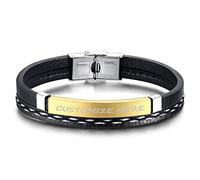 GGYTMQL Bracciale Femminile in Acciaio Nero, Moda retrò, Braccialetto a Corda Intrecciata a più Livelli con Lettere Inglesi.
