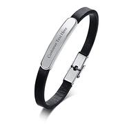 GGYTMQL Bracciale Femminile in Acciaio Nero, Moda retrò, Braccialetto a Corda Intrecciata a più Livelli con Lettere Inglesi.