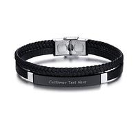 GGYTMQL Bracciale Femminile in Acciaio Nero, Moda retrò, Braccialetto a Corda Intrecciata a più Livelli con Lettere Inglesi.