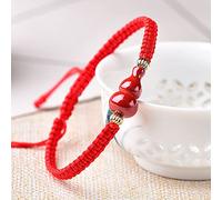 GGYTMQL Bracciale Feng Shui Lucky Natural Cinnabar Wu Lou Bracciale per donne Reiki Bracciale Chakra Meditazione Bracciale a corda rossa a mano Porta buona fortuna prosperità Cinnabar