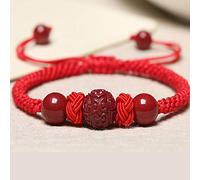 GGYTMQL Bracciale Feng Shui, Nodo di Ananas Nuvola di Buon auspicio Amuleto Strong Talisman At Attrarre Denaro per la buona Fortuna, Rosso (Colore: re cinabar (Stile: Rosso)