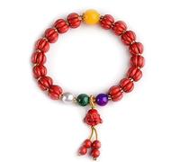 GGYTMQL Bracciale feng shui per donne naturali cinabar cina d'api biddha testa a sospensione perle bracciale elastico bracciale elastico attira denaro amuleto portare prosperità cina