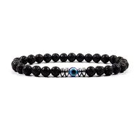 GGYTMQL Bracciale gembo gioiello fascino, perle di pietra di lava di lava nera naturale Bracciale in rilievo, braccialetti a sospensione blu e malvagia