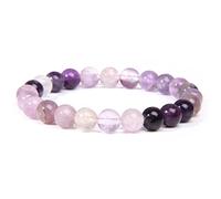 GGYTMQL Bracciale gemella di gioielli fascino, braccialetti di perline perle fliorite viola naturali braccialetti di cristallo elastico reiki cristallo gioielli per uomini donne