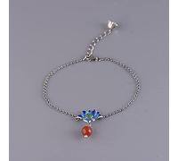 GGYTMQL Bracciale in Argento Sterling, Bracciale , Braccialetti in Braccio di Cristallo per Bracciale in Argento Sterling per Donne, Signore 925 Bracciale in Argento Sterling Blu Vintage Blu Fiore