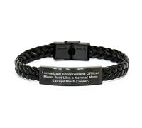 GGYTMQL Bracciale in pelle intrecciata delle forze dell'ordine, regalo divertente per la mamma, regali unici di Natale dalla famiglia all'ufficiale delle forze dell'ordine, piccolo, pelle,