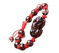 GGYTMQL Bracciale ossidiano Nero, Natural Obsidian Obsidian Gemstone Energy Bracciale Wealth One Coin Piyao Bracciale reparto per Donne Uomini Gioielli Regalo, Brown
