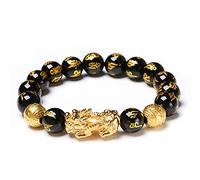 GGYTMQL Bracciale ossidiano Nero, Perle del Secchio piyao Bracciale ricchezza Sei Parole Bracciale di energia di gemella Nera Naturale, Sei Parole, 12 mm