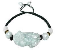 GGYTMQL Bracciale Perle, Gemma Semi-prezioso Naturale Smeraldo pi Yao Bracciale Fortunato Bracciale a Corda Regolabile Verde Rosso per buona Fortuna coraggiosa ricchezza fortunata per Donne Uomini,
