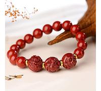 GGYTMQL Bracciale zodiacale di feng shui bracciale zodiacale naturale cinnabar gemstone fascino del braccialetto elastico per la prosperità cinnabar (colore: cane da cavallo tigre, dimensioni: 10 mm)