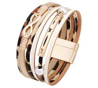 GGYTMQL Braccialetti in pelle multistrato per donne Braccialetti avvolgenti in pelle a sfioro bohémien con bracciale bracciale per cuffia da bracciale da bracciale da braccialetto （beige）