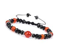 GGYTMQL Braccialetti in perline di gioielli in perline, braccialetti intrecciati per perle di cristallo sfaccettate di onice rosso naturale onice