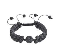 GGYTMQL Braccialetti Maschili Perle, Bracciale Intrecciate a Doppio Strato da 6 mm Bracciale Regolabile 21 cm
