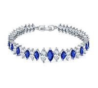 GGYTMQL Braccialetto bianco bracciale per donne blu zircone signore ellisse design lunghezza 17 cm