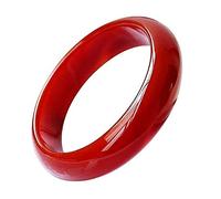 GGYTMQL Braccialetto di calcele rosso naturale braccialette da donna in giada cinese di alta qualità, elegante e classico braccialetto di giada con imballaggio di gioielli, 56 mm