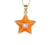GGYTMQL Calare Olio colorato Smalto a Forma di Stella a Sospensione Fascino per Gioielli Color Chain Collace Migliore Festa