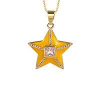 GGYTMQL Calare Olio colorato Smalto a Forma di Stella a Sospensione Fascino per Gioielli Color Chain Collace Migliore Festa