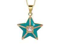 GGYTMQL Calare Olio colorato Smalto a Forma di Stella a Sospensione Fascino per Gioielli Color Chain Collace Migliore Festa