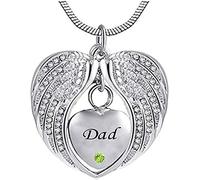 GGYTMQL Calco di Cenere per Donne Cenere a Ciondolo Padre Angelo Ali a Forma di Cuore Cremazione Urna Urna Case Memoriale Souvenir Ciondolo