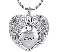 GGYTMQL Calco di Cenere per Donne Cenere a Ciondolo Padre Angelo Ali a Forma di Cuore Cremazione Urna Urna Case Memoriale Souvenir Ciondolo
