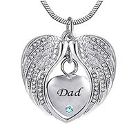 GGYTMQL Calco di Cenere per Donne Cenere a Ciondolo Padre Angelo Ali a Forma di Cuore Cremazione Urna Urna Case Memoriale Souvenir Ciondolo