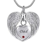 GGYTMQL Calco di Cenere per Donne Cenere a Ciondolo Padre Angelo Ali a Forma di Cuore Cremazione Urna Urna Case Memoriale Souvenir Ciondolo