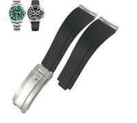 GGYTMQL Canda di guardia in gomma in metallo all'estremità curva 20 mm per gmt slidet blocco fibbia silicone sport cinghia