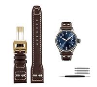 GGYTMQL Canda di guardia per rivetti in pelle genuina per IWC Big Pilot Spitfire Cowhide Folding Buckle Watch Men cinghia 21mm 22mm