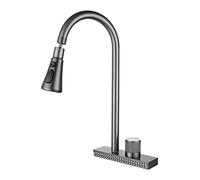 GGYTMQL Cascata lavello Grigio Cucina Rubinetto Mixer Freddo Mixer lavabo più Prese d'Acqua Rotazione Pioggia Volare Tocco Singolo Buco (Versione Normale)