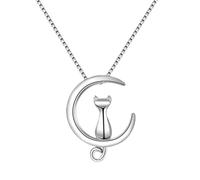 GGYTMQL Cat Moon Cipndant Necklace Cookker Necklace Women 925 Gioielli con Catena da 40 cm