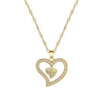 GGYTMQL Catena a Ciondolo della Collana Uomini Donne Gioielli a Doppio Cuore catto di clavicola Cavo
